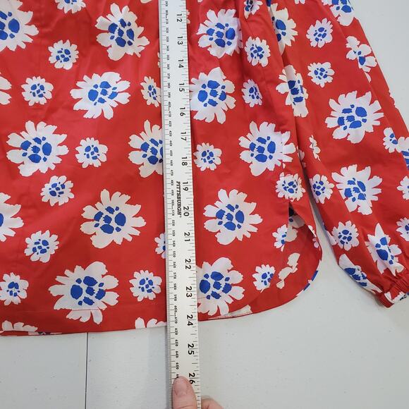 Ann Mashburn Shirt Womens Small Red Blue White Floral Print Popover Long Sleeve - Picture 5 of 9